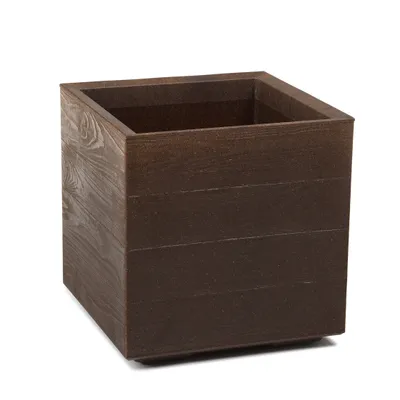Image de Jardinière Insert Plastique Structure Bois Espresso 40x40x39cm Jardinière Terrasse