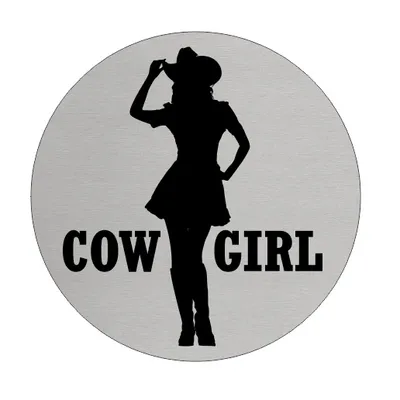 Produktbild von CombiCraft Aluminium Türschild 'Damen Cowgirl' - Ø75mm mit 3M-Klebeband