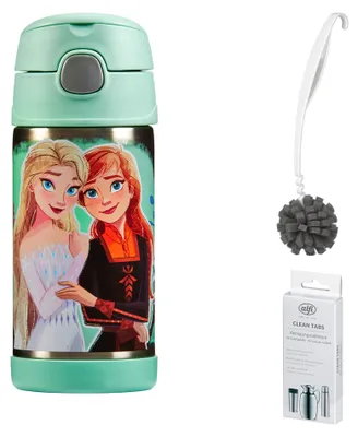 Zdjęcie produktu dla THERMOS FUNTAINER STRAW BOTTLE DISNEY 0,35 Trinkflasche – Vorteilsset mit Reinigungsbürste CLEAN FIX 30 cm