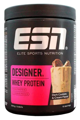Produktbild von ESN Designer Whey Protein Dark Cookies & Cream Flavor Getränkepulver, (1 x 300g Dose)
