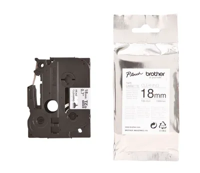 Produktbild von Brother TZE-CL4, Druckerkopfreinigungsband, Wärmeübertragung, Schwarz, 1,8 cm, PT-1300, PT-1400, PT-1500, PT-1500PC, PT-1600, PT-1700, PT-1750, PT-1760, PT-1800, PT-1810,..., 24 mm