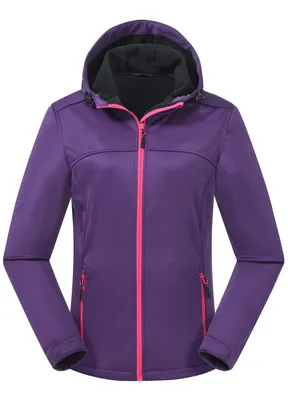 Produktbild von ATLASLAVA Damen Softshelljacke Wasserdichte Atmungsaktive Leichte Fleece Kapuze Übergangsjacke Laufen Wanderjacke, M, Lila