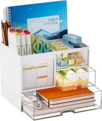Produktbild von Famanu Büro Organizer mit 3 Schubladen und multifunktionalem Stifthalter - Schwarz