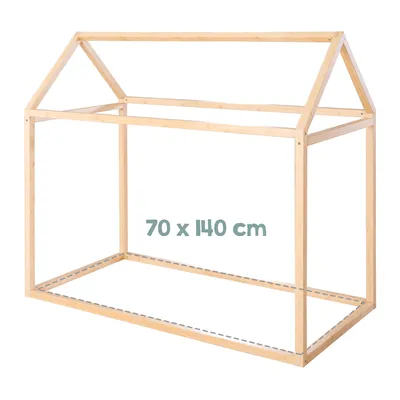 Produktbild von roba Nachhaltiges Montessori Hausbett 70 x 140 cm - Kinderbett ausem Massivholz - Ab 12 Monate - Bambus natur