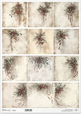 Image de Papier de riz pour découpage A3 - Guirlandes, bouquets de fleurs, gui - R1503L - Itd Collection