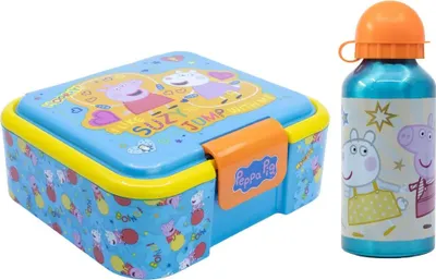 Produktbild von Peppa Wutz Pig George 2 teiliges Kinder Set XL Brotdose Alu Trinkflasche 400 ml