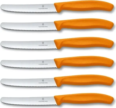Produktbild von Victorinox | Tafelmesser Set | Swiss Classic Kollektion | leuchtend orange | ultrascharfe Klinge | ergonomischer Griff | robust & langlebig | ideal für müheloses Schneiden