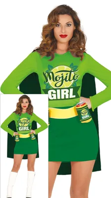 Productafbeelding van Superhelden, avonturenfiguur, drankmeisje, fantasie, feest, leuk kostuum, themakleding, avondoutfit, maat: 42 - 44 (L), kleur: groen