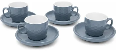 Immagine prodotto di Set da caffè in porcellana, colore grigio, composto da 8 pezzi, con 4 tazze da 230 ml ciascuna