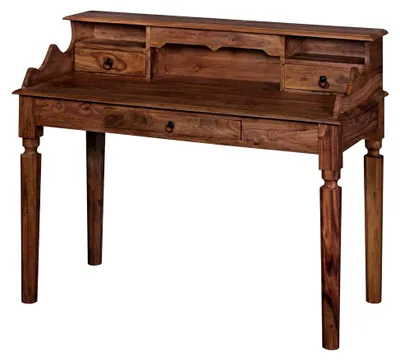 Produktbild von Landhaustisch aus Sheesham-Holz, 115 cm, Vintage-Look, mit 3 Schubladen