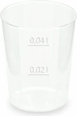 Produktbild von 100x Mehrwegbecher Pfandbecher Shotglas Schnaps PP Eichstriche 2 cl 4 cl