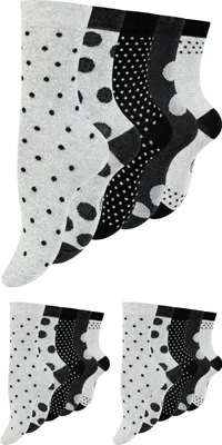 Produktbild von Paolo Renzo 15 Paar Süße Damensocken & Mädchensocken Gepunktet Größe 35/38 - Grautöne