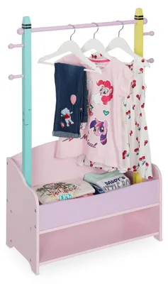 Kinder-Kleiderständer, 4 Haken, 2 Ablagen, 100,5x71x30 cm, bunt