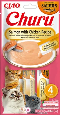 Obrázek produktu pro Inaba Cat Churu Lachs Mit Hühnchen 4X14G (56G) Eu684