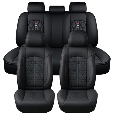 Produktbild von 5-teiliges Universal-Autositzbezugs-Set aus Kunstleder, Schwarz