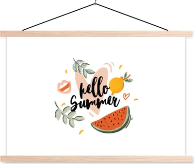 Produktbild von MuchoWow® Textilposter Zitrone - Wassermelone - Sommer 60x40 cm mit holzfarbenen Rahmen - Bilder
