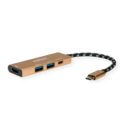 Image de ROLINE 12.02.1119 Station d'accueil pour ordinateur portable & réplicateur de ports Câblé USB 3.2 Gen 2 (3.1 Gen 2) Type-C Or (12.02.1119)