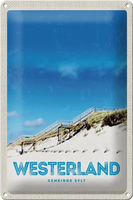 Produktbild von Blechschild Reise 20x30cm Westerland Gemeine Sylt Strand Gehweg