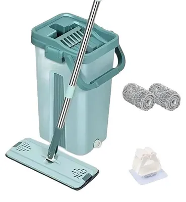 Obrázok produktu pre Plochý mop, žmýkanie bez použitia rúk, otočná hlava o 360°, mop s 2coth