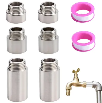 Image de Rallonge pour robinet, 1/2 pouce, en acier inoxydable, lot de 6