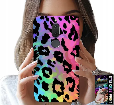 Obrázok produktu pre Puzdro Pre Huawei Mate 10 Lite - Farebné Dúhové Zadné Sklo S Leopardím Vzorom