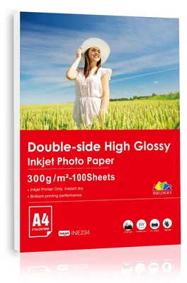 Obrázek produktu pro Inkoustový fotopapír A4, oboustranně lesklý, 300 g/m², 100 listů, určený pro tisk fotografií