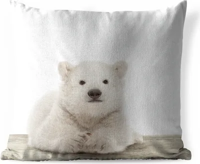 Produktbild von MuchoWow® Outdoor Kissen - Eisbär - Tiere - Kinder - Weiß - Jungen - Mädchen - 40x40 cm - Wetterfest - Lounge Kissen - Kopfkissen - Interieur - Polster mit Bild