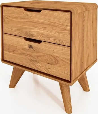 Produktbild von Nachttisch Gerg 1 aus Wildeiche massiv 47x30x48 cm mit 2 Schubladen