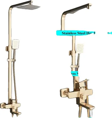 Produktbild von Duscharmatur, Doppelgriff, höhenverstellbar, Gebürstetes Gold 12 Zoll
