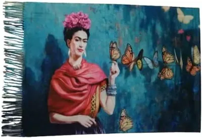 Productafbeelding van Omgoods - Viscose Sjaal met Frida Kahlo Ontwerp, Multicolor