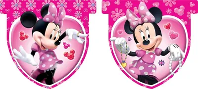 Produktbild von Minnie Maus Wimpelkette aus Kunststoff Folie für Kindergeburtstag Party Dekoration ca. 3 m