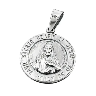 Produktbild von Anhänger 26mm Herz-Jesu-Verehrung dunkel geschwärzt Silber 925 silber 26mm