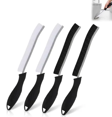 Fugenbürsten-Set 4er-Pack, harte Nylonborsten, Eckbürste, 23 cm, schwarz