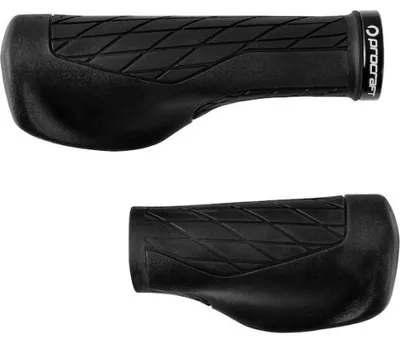 Image de Poignées de guidon Procraft Ergo Pro II 136 mm, noires - poignées de vélo ergonomiques.