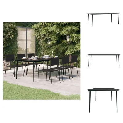 Produktbild von vidaXL Garten-Esstisch Schwarz 200x100x74 cm Stahl und Glas - Gartentische