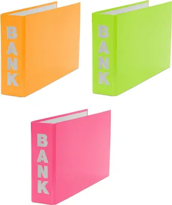 Produktbild von 3x Bankordner / 140x250mm / für Kontoauszüge / je 1x hellgrün, orange, pink