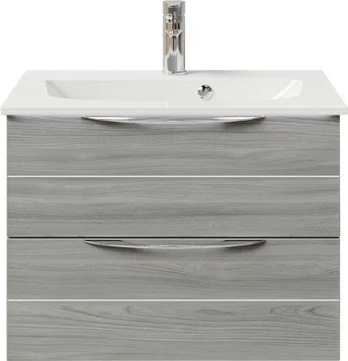 Produktbild von Pelipal Badmöbel-Set Sunline 300 BxHxT 67 x 49,9 x 48 cm Frontfarbe sangallo grau mit Waschtisch Mineralmarmor Griff chr