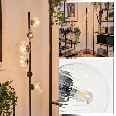 Produktbild von Garaguso Stehlampe aus Metall/Riffelglas in Schwarz/Klar