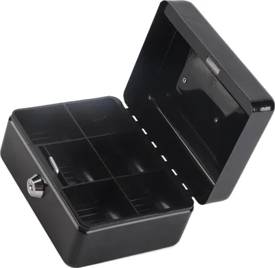 Image de Mini coffre-fort portable verrouillable de 15 cm avec serrure à clé pour la maison et le bureau, couleur noir
