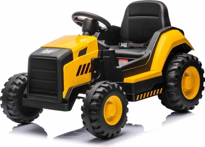 Image de Pelle électrique Caterpillar sous licence, siège unique, jaune, entrée USB sur lecteur MP3, traction arrière avec 2 moteurs de 30W et batterie au lithium