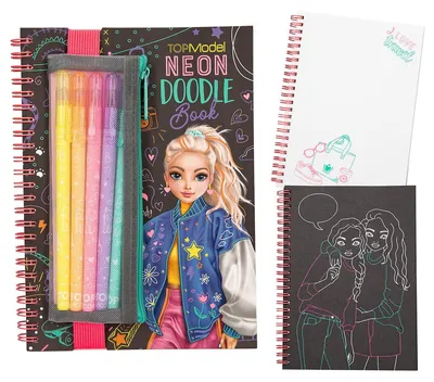 Produktbild von Depesche TOPModel Malbuch neon doodle mit Neon-Stiften und Stickern