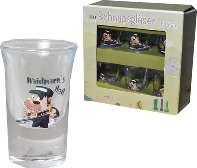 Produktbild von Schnapsgläser Gläser für den Jäger - Geschenke Jagd, 1Set mit 6 Gläser