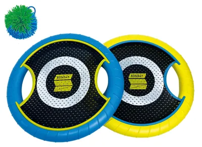 Imagen del producto de Juego infantil con 2 raquetas de playa de 30 cm, una pelota y una bolsa de transporte, ideal para jugar al aire libre