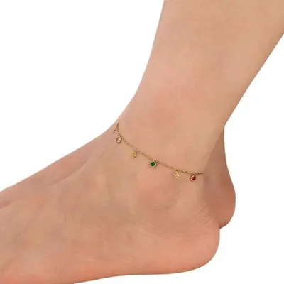 Image de Bracelet de cheville en zircone couleur or et acier serpent