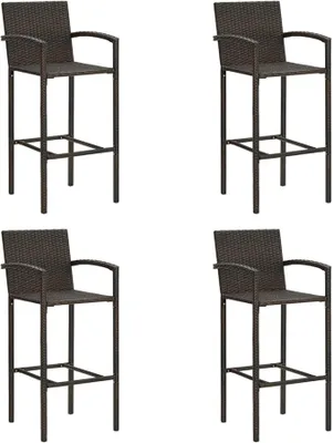 Produktbild von Barhocker, 4 Stück, braun, Poly-Rattan, Bartheke, Küche, Esszimmer, Stühle, Outdoor, Garten, Kneipe, Bistro, Café, Theke, Barstuhl