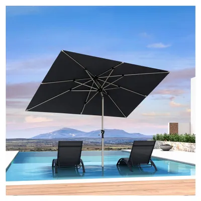 Produktbild von Rechteckiger Sonnenschirm 200 x 300 cm Kippbar mit Kurbel, UV-Schutz 50+, Terrassenschirm aus Aluminium, wasserdicht, für Märkte, Grau