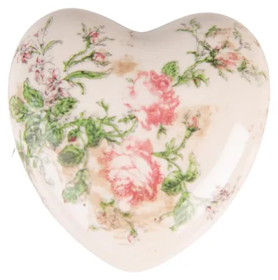 Image de Clayre & Eef Décoration 11x11x4 cm Rose Beige Céramique Fleurs