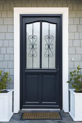 Immagine prodotto di Porta d'ingresso in legno con vetro Sanna, H.215xL.90 cm, lato tavolo P. sinistra, maniglia, cilindro GD MENUISERIES
