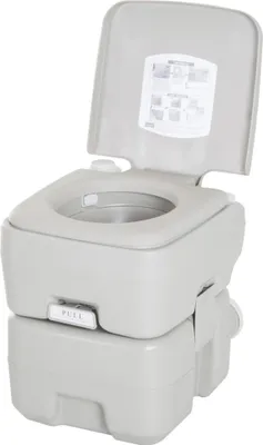 Image de Toilettes chimiques - Toilettes de camping portables - Réservoir de 20 l - Pour le camping et les caravanes - Pour les personnes âgées - Gris