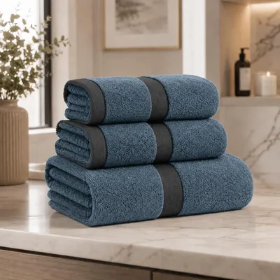 Immagine prodotto di Omgoods - Set di 3 asciugamani - 100% cotone, morbidi e assorbenti
